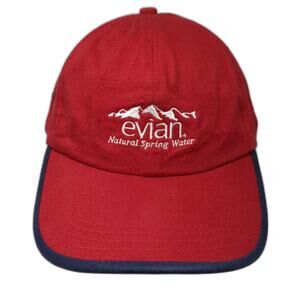 Fahrenheit Evian Natural Spring Water Baseball Cap Hat Red Blue Slideback OS